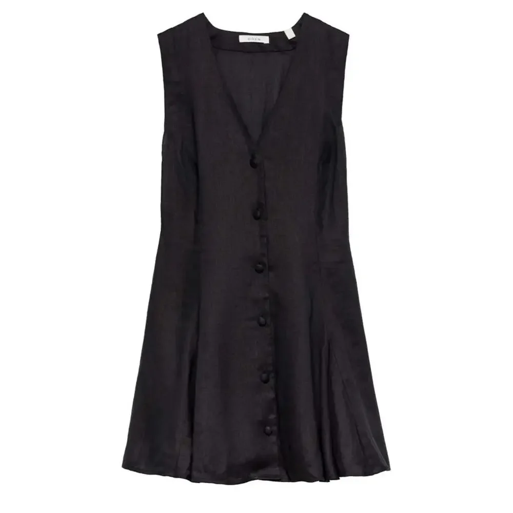 Doen Black Sleeveless Button-Front Mini Dress - Picture 12 of 14